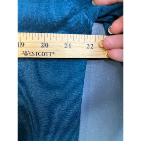 Cable & Gauge Sweater Women's Size 2X Wide Button Up Turtleneck Blue Office Wear - Picture 8 of 9